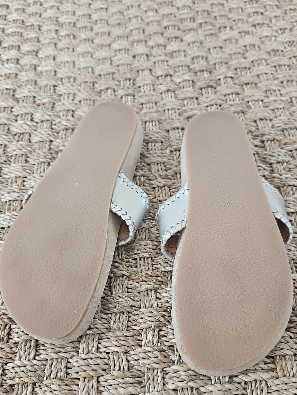 Jack Rogers Silver Metallic Leather Comfort Sandals - Picture 3 of 3